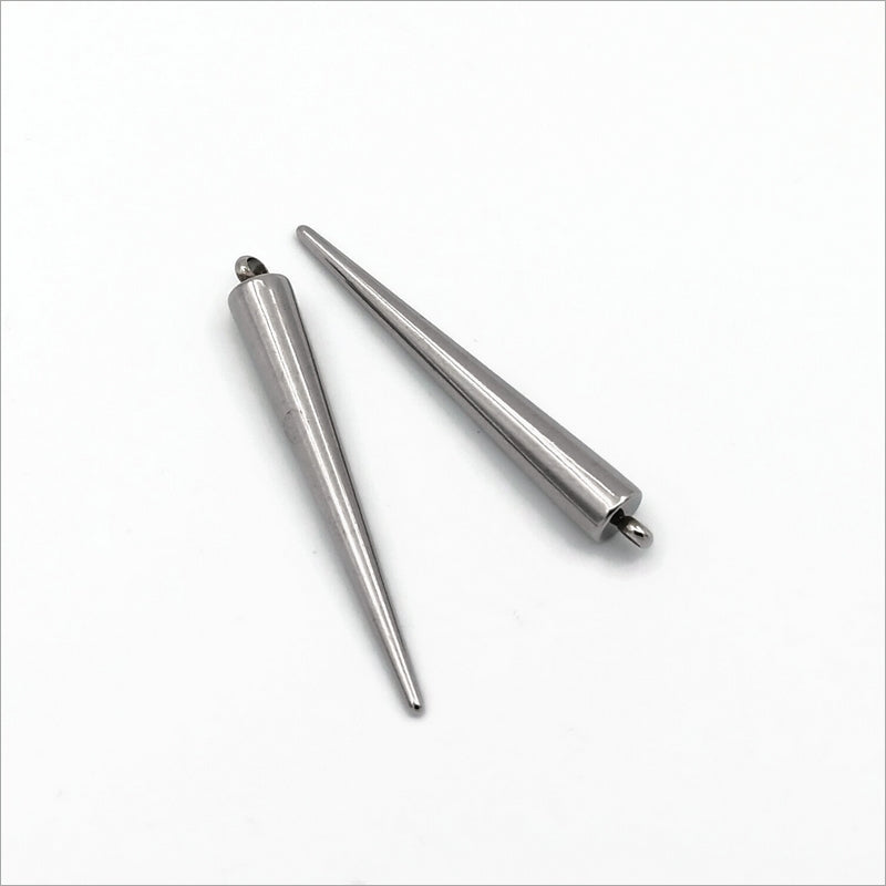 2 Stainless Steel 38mm Spike Pendants