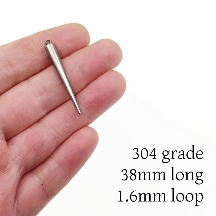 2 Stainless Steel 38mm Spike Pendants