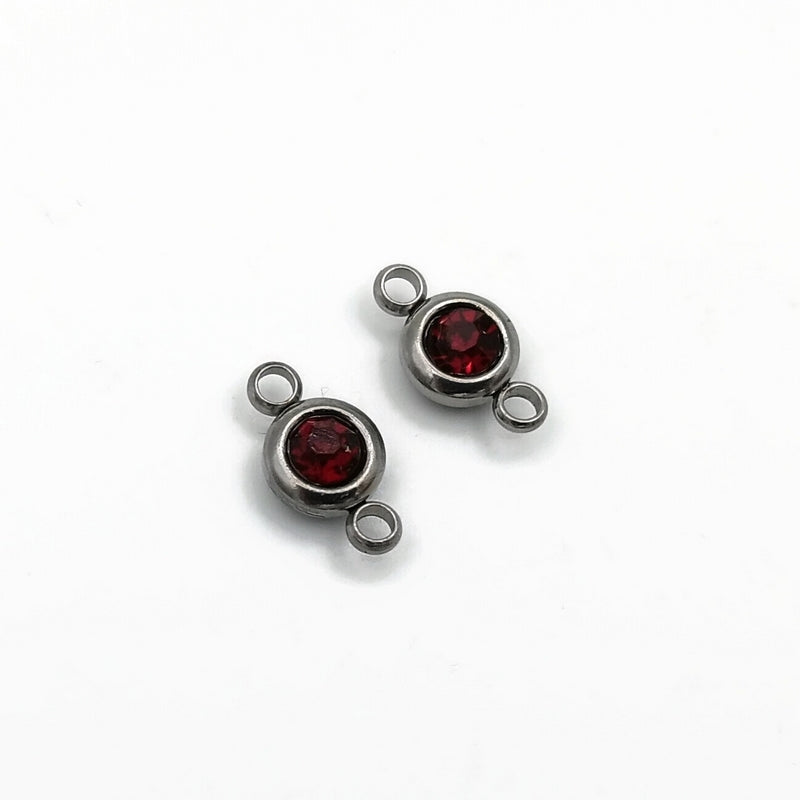10 Stainless Steel & Glass Crystal Rhinestone Connectors