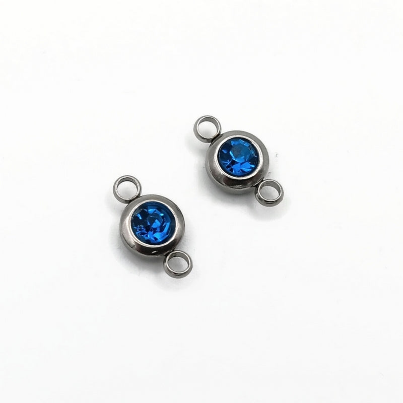 10 Stainless Steel & Glass Crystal Rhinestone Connectors