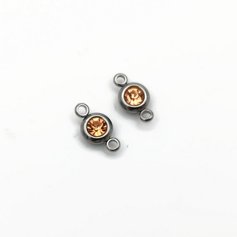 10 Stainless Steel & Glass Crystal Rhinestone Connectors