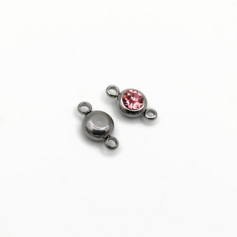 10 Stainless Steel & Glass Crystal Rhinestone Connectors