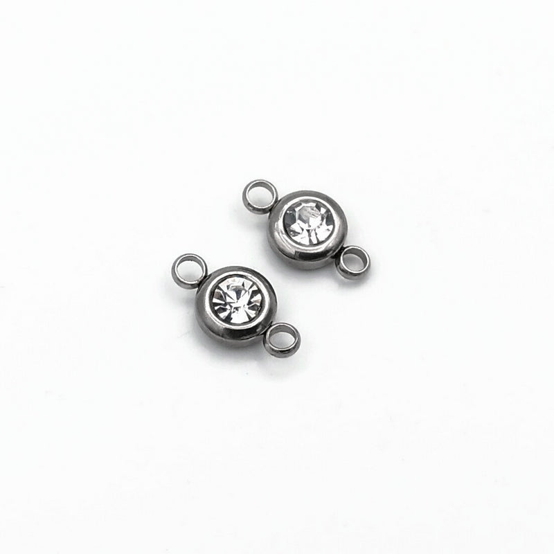 10 Stainless Steel & Glass Crystal Rhinestone Connectors