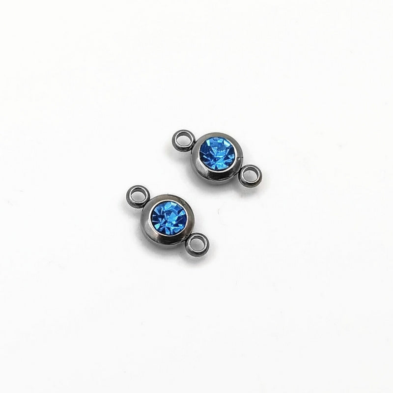 10 Stainless Steel & Glass Crystal Rhinestone Connectors