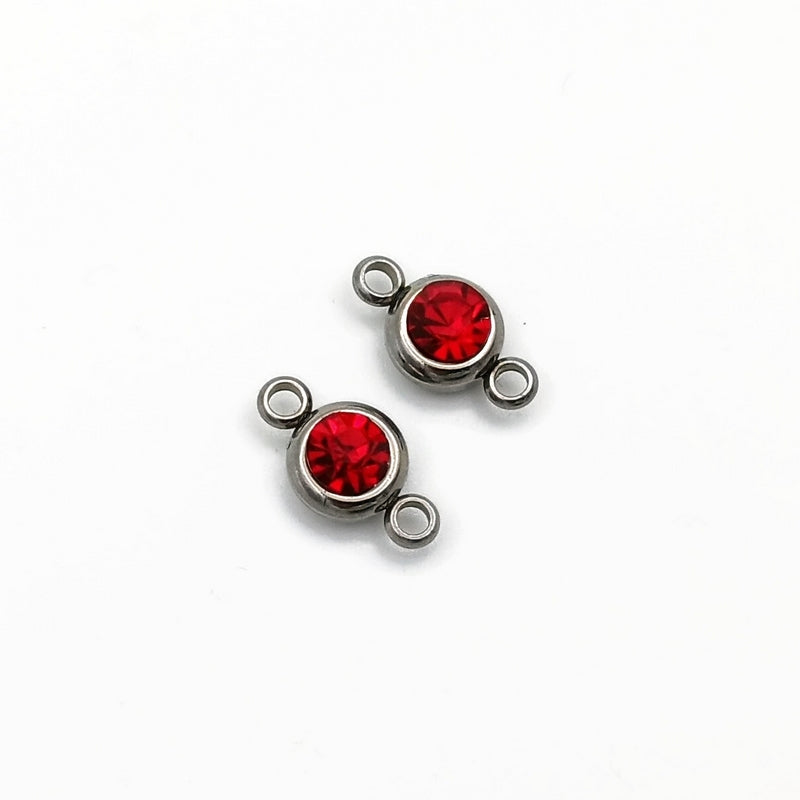 10 Stainless Steel & Glass Crystal Rhinestone Connectors