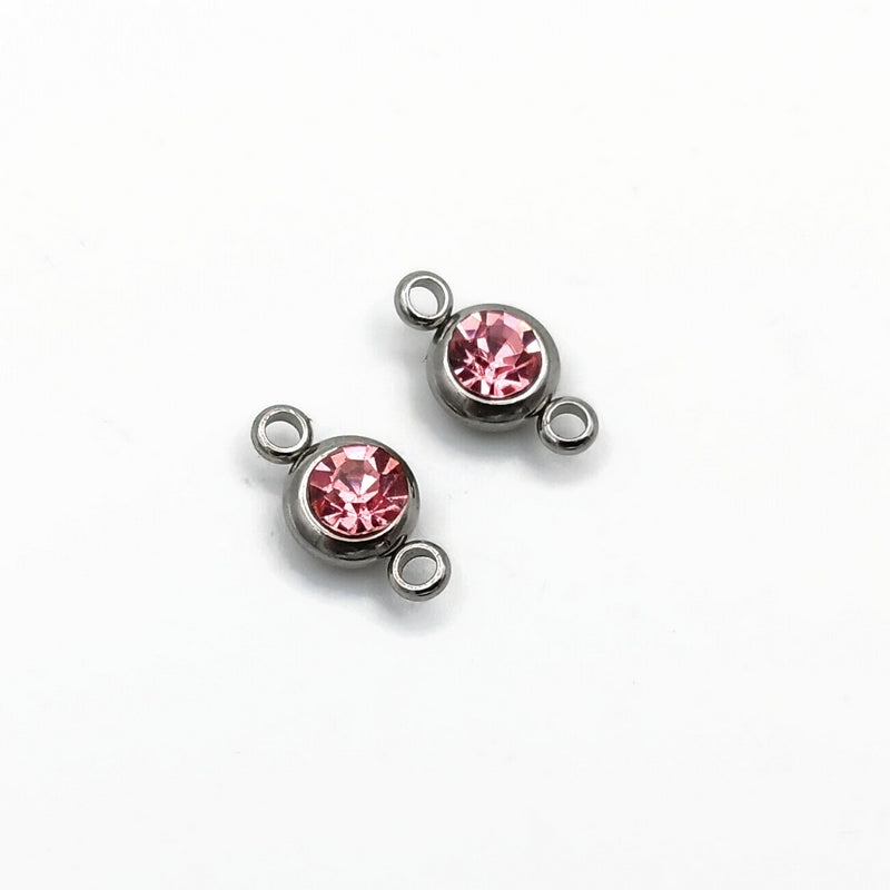 10 Stainless Steel & Glass Crystal Rhinestone Connectors