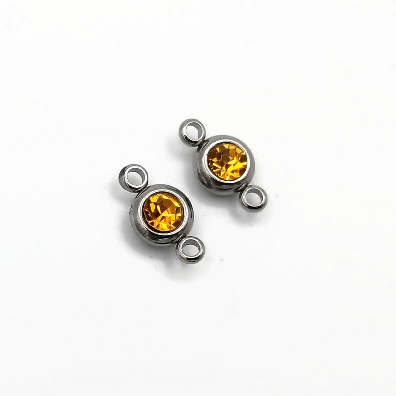 10 Stainless Steel & Glass Crystal Rhinestone Connectors