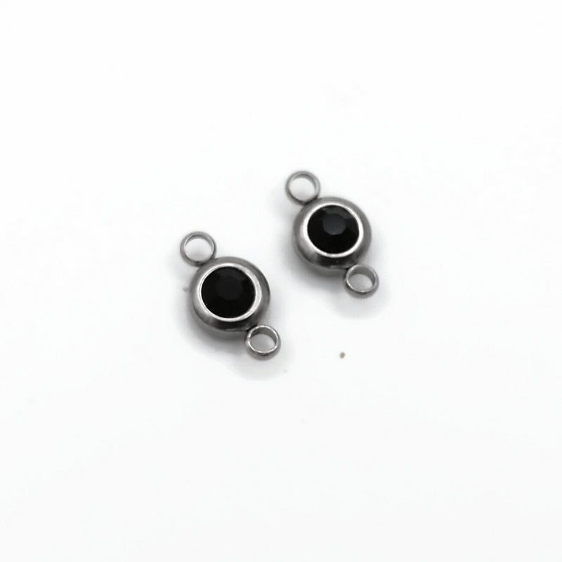 10 Stainless Steel & Glass Crystal Rhinestone Connectors