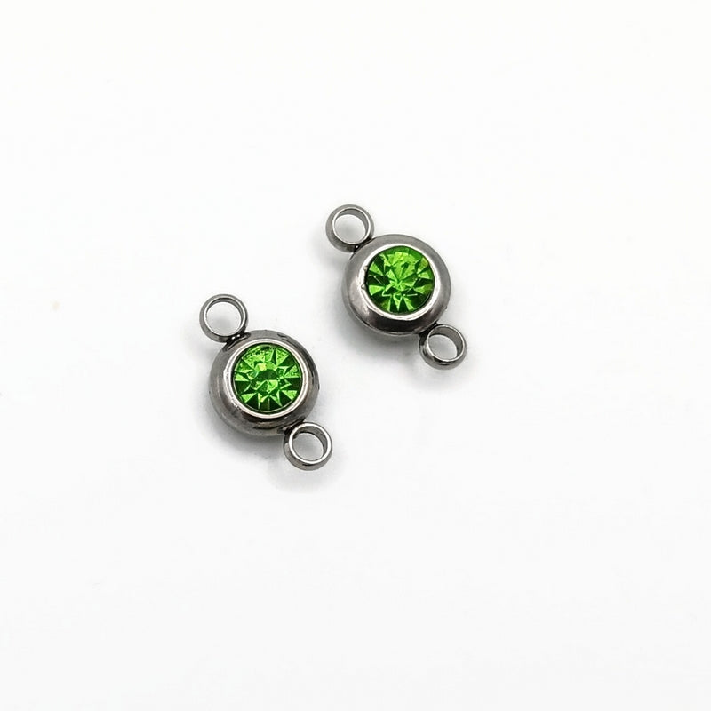10 Stainless Steel & Glass Crystal Rhinestone Connectors