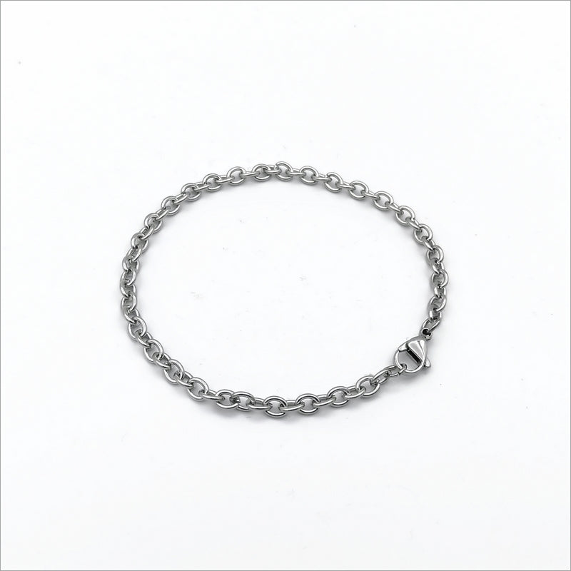 5 Stainless Steel 20cm Cable Chain Charm Bracelet Base