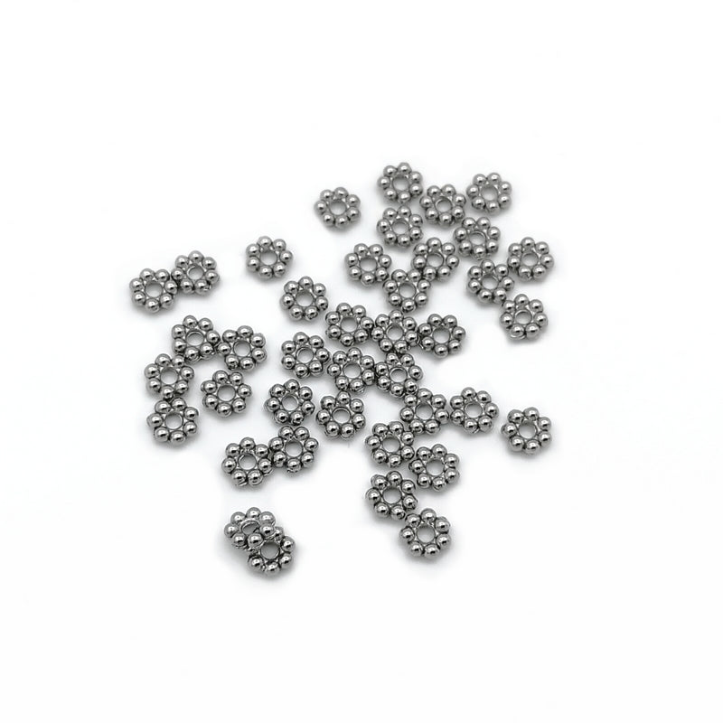 50 Stainless Steel 4mm Daisy Spacer Beads