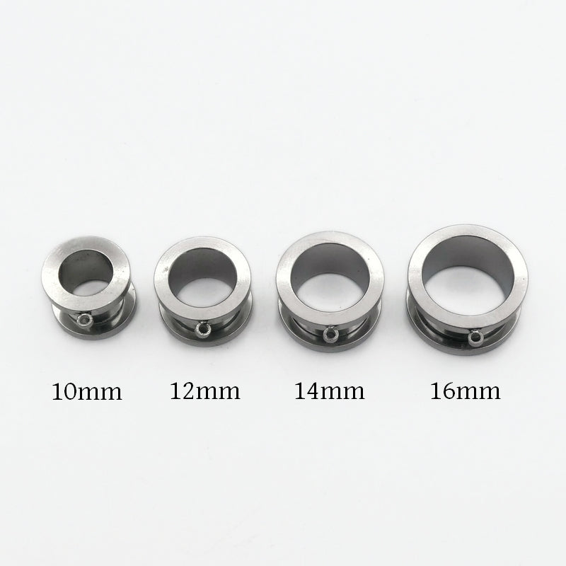 1 Pair Stainless Steel Double Flare Ear Tunnel Plugs with Loop