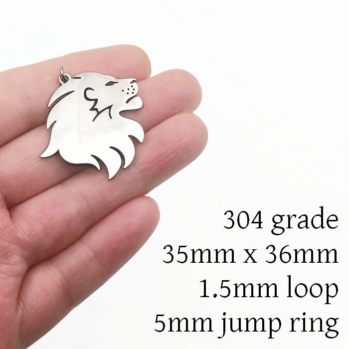 3 Stainless Steel Lion Pendants
