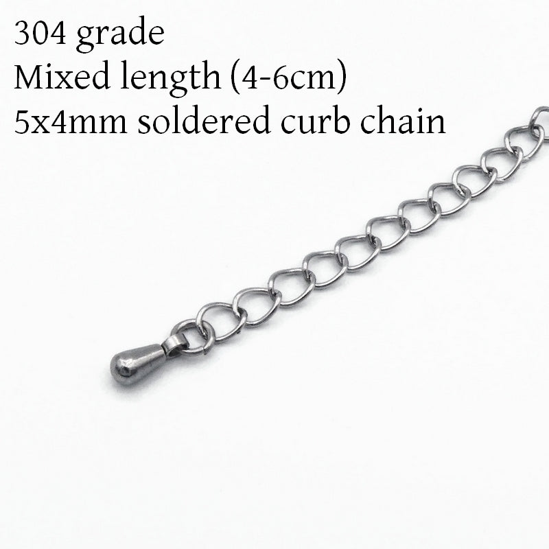 20 Stainless Steel Mixed Length Extender Chains with Teardrop Charm
