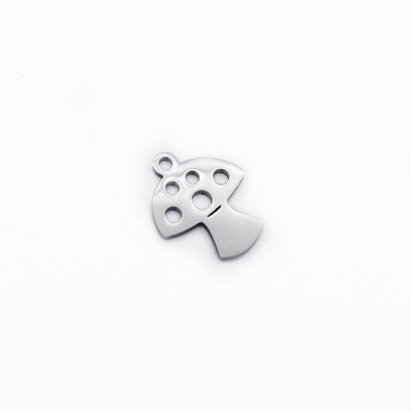 10 Small Stainless Steel Mushroom Charms