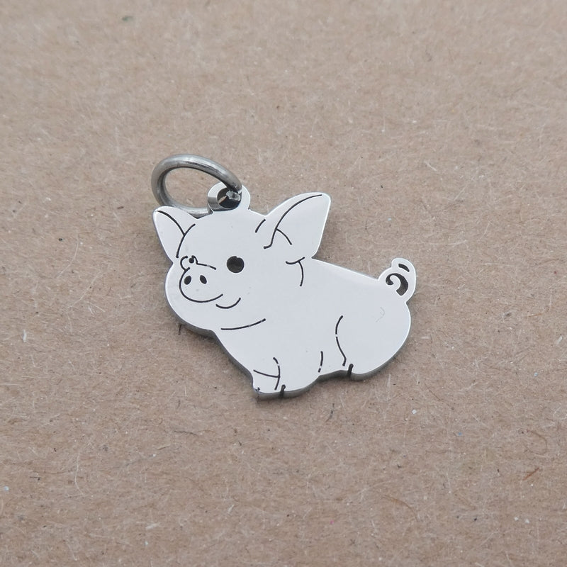 5 Small Stainless Steel Piglet Charms