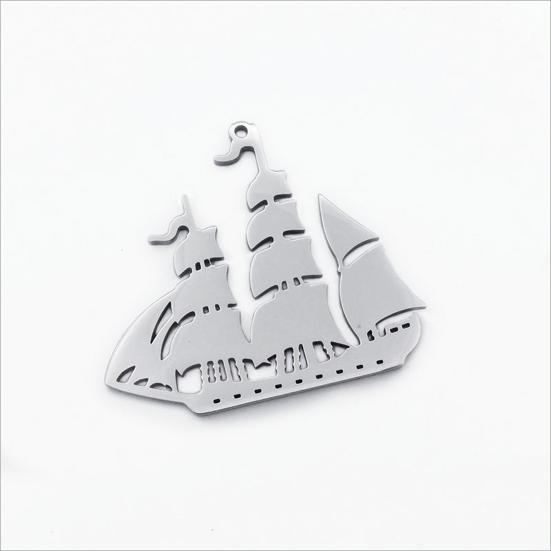 2 Stainless Steel Sailing Ship Pendants