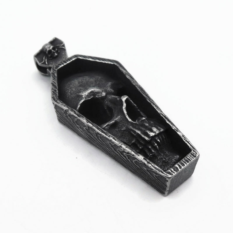 1 Stainless Steel Skull in Coffin Pendant