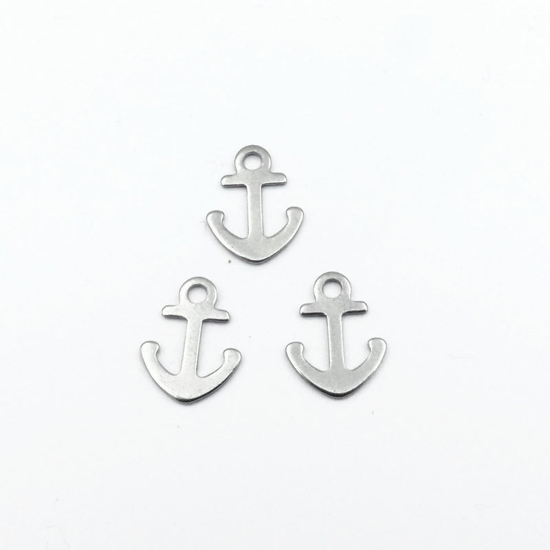 20 Small Stainless Steel Anchor Charms