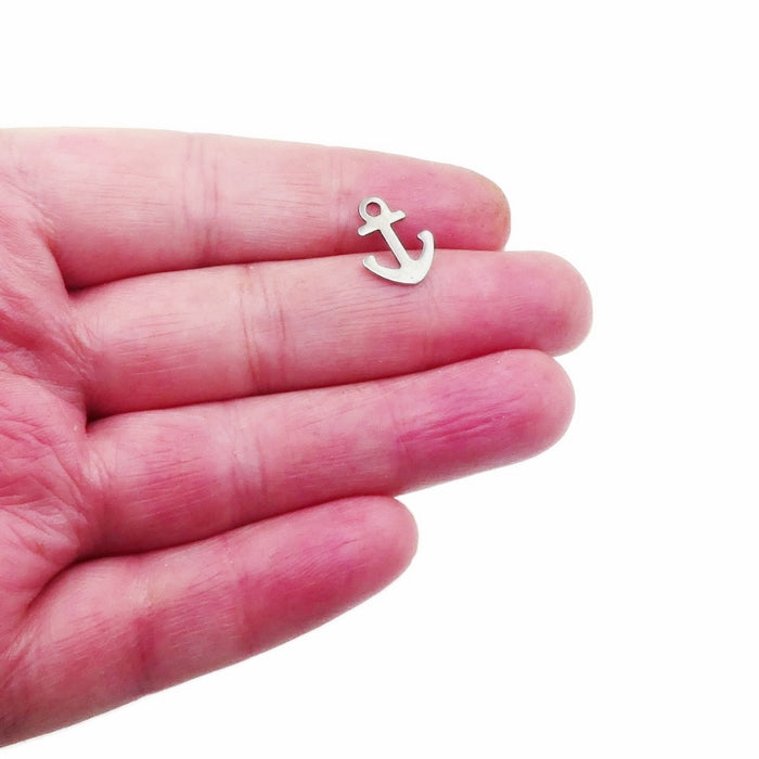 20 Small Stainless Steel Anchor Charms