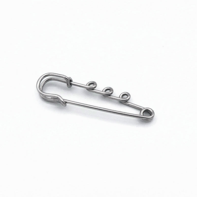 5 Stainless Steel Kilt or Lapel Safety Pins with Triple Loops