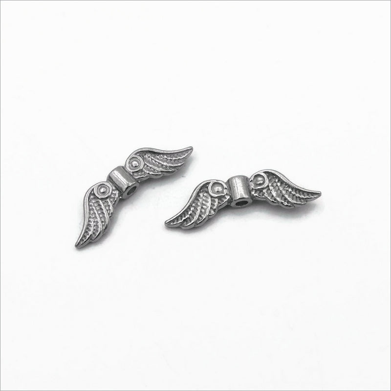 4 Stainless Steel Angel Wing Spacer Beads