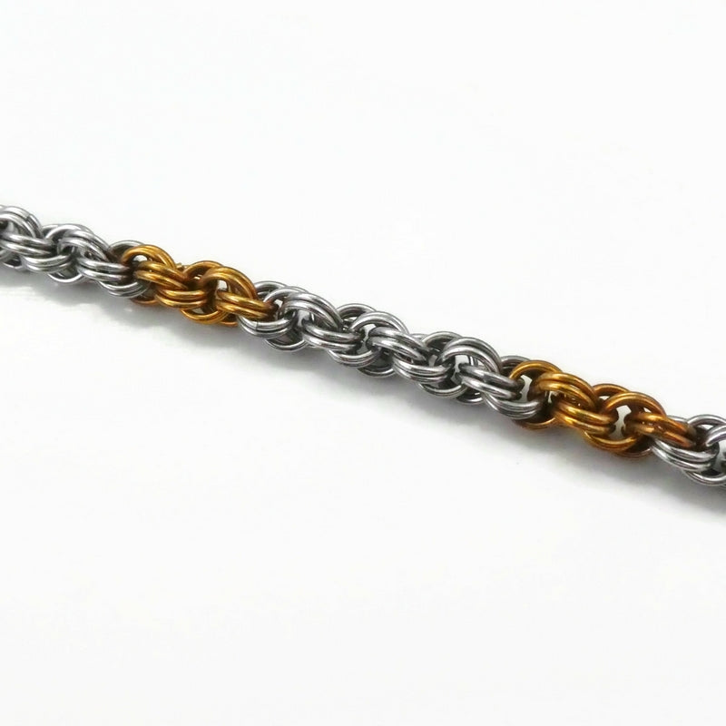 Stainless Steel & Brass Double Spiral Chain with Mjolnir Pendant