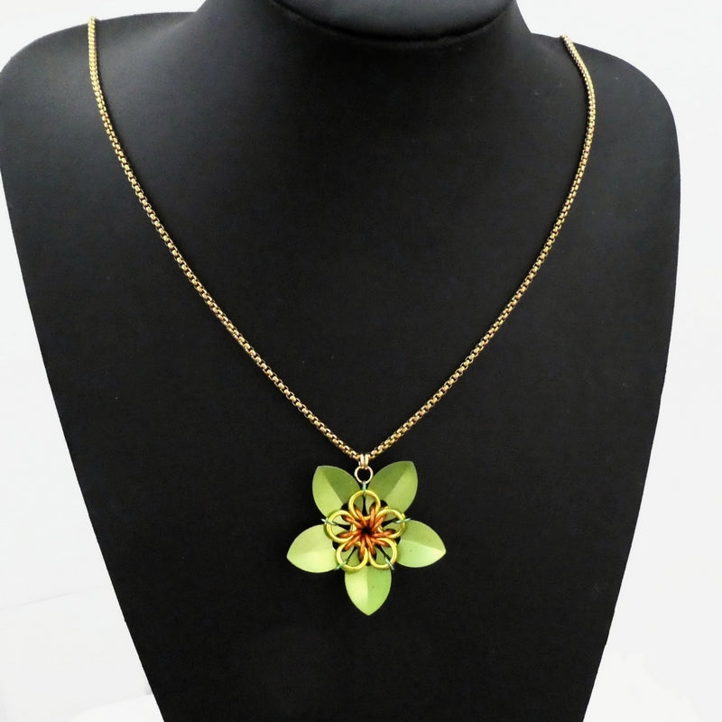 Summer Citrus Scale Flower Necklace