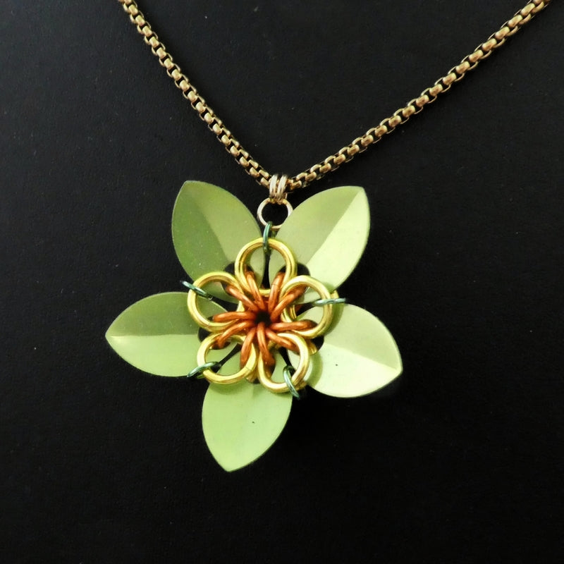 Summer Citrus Scale Flower Necklace