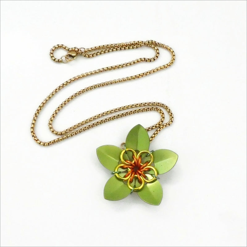 Summer Citrus Scale Flower Necklace