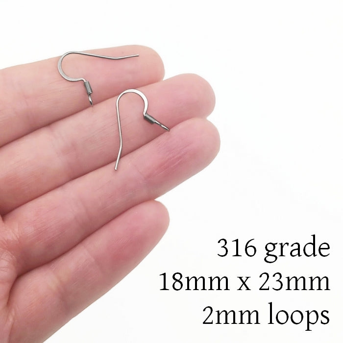 25 Pairs Stainless Steel Earring Hooks with Front Facing Loops