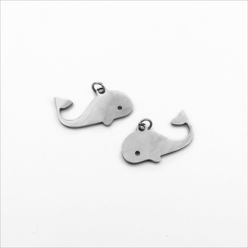 10 Stainless Steel Whale Charms