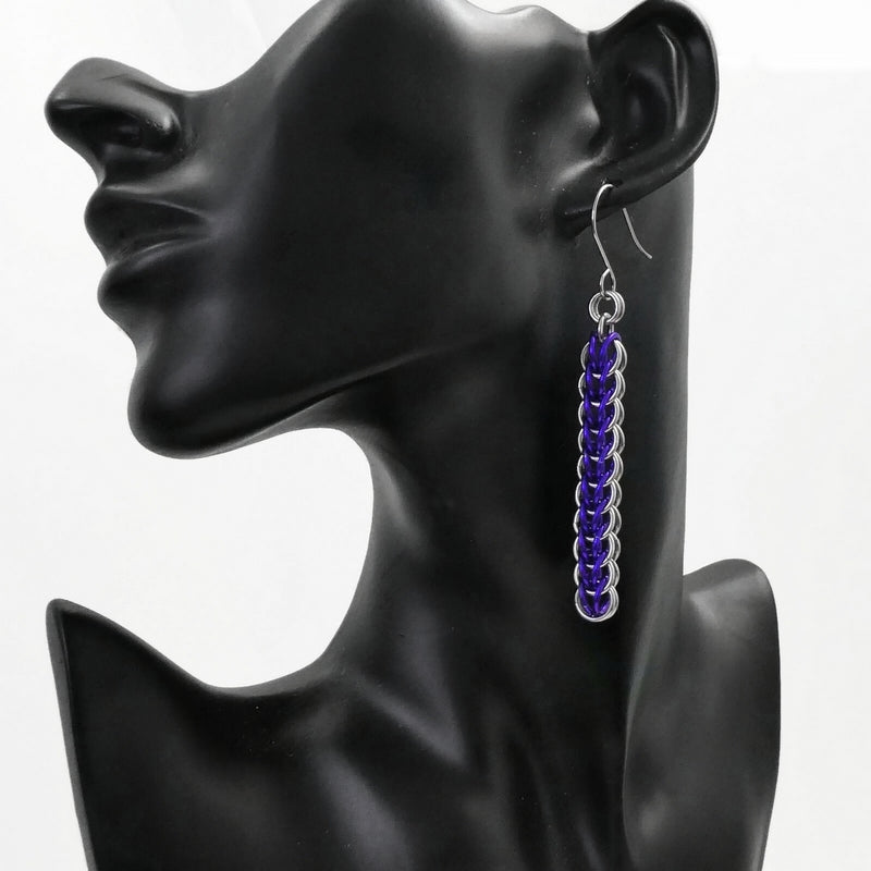 Deep Violet Long Drop Chain Earrings