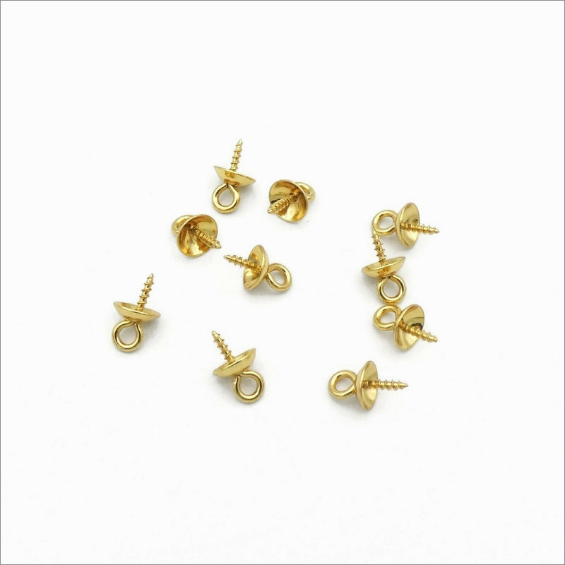 15 Gold Tone Stainless Steel 10mm x 6mm Cup Peg Bails