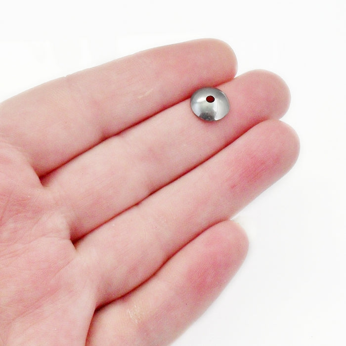 50 Domed Stainless Steel 10mm Round Bead Caps