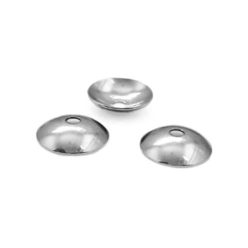 50 Domed Stainless Steel 10mm Round Bead Caps