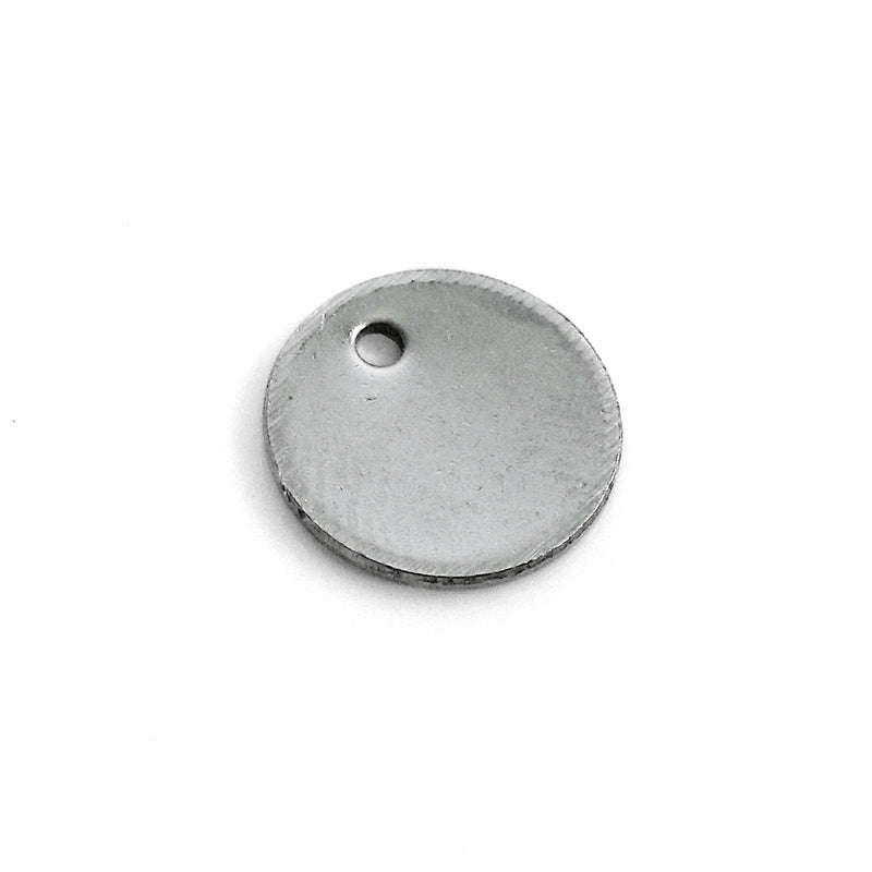 Stainless Steel 10mm Round Blank Charm Tags