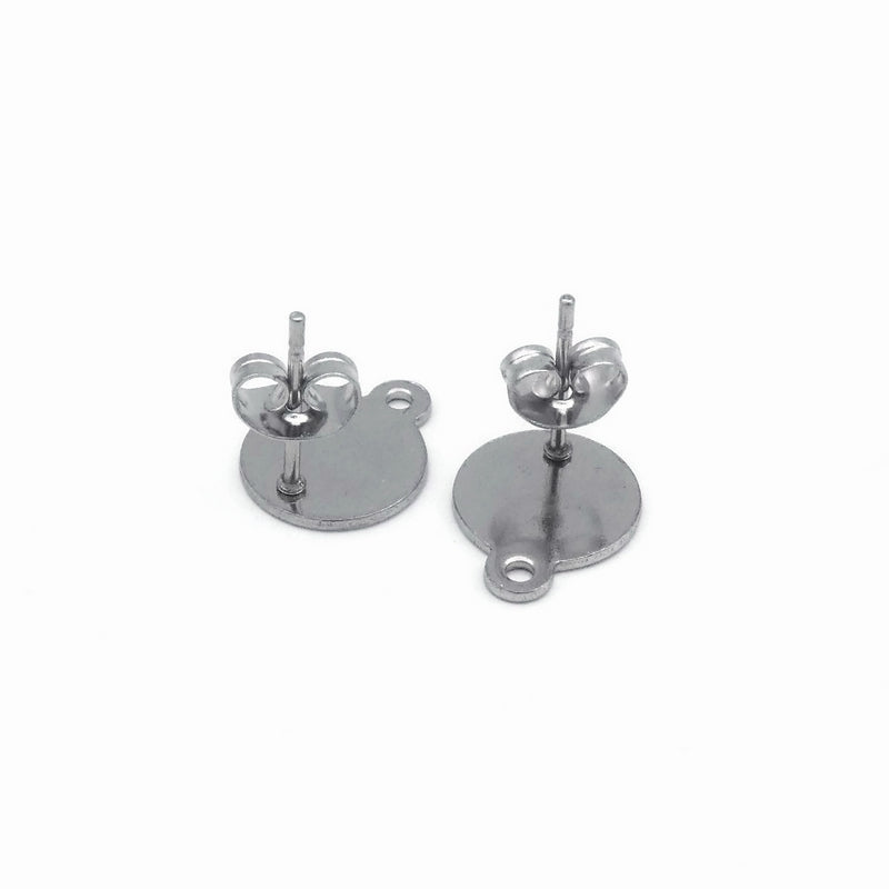 10 Pairs Stainless Steel Round Flat 10mm Pad Studs with Loops