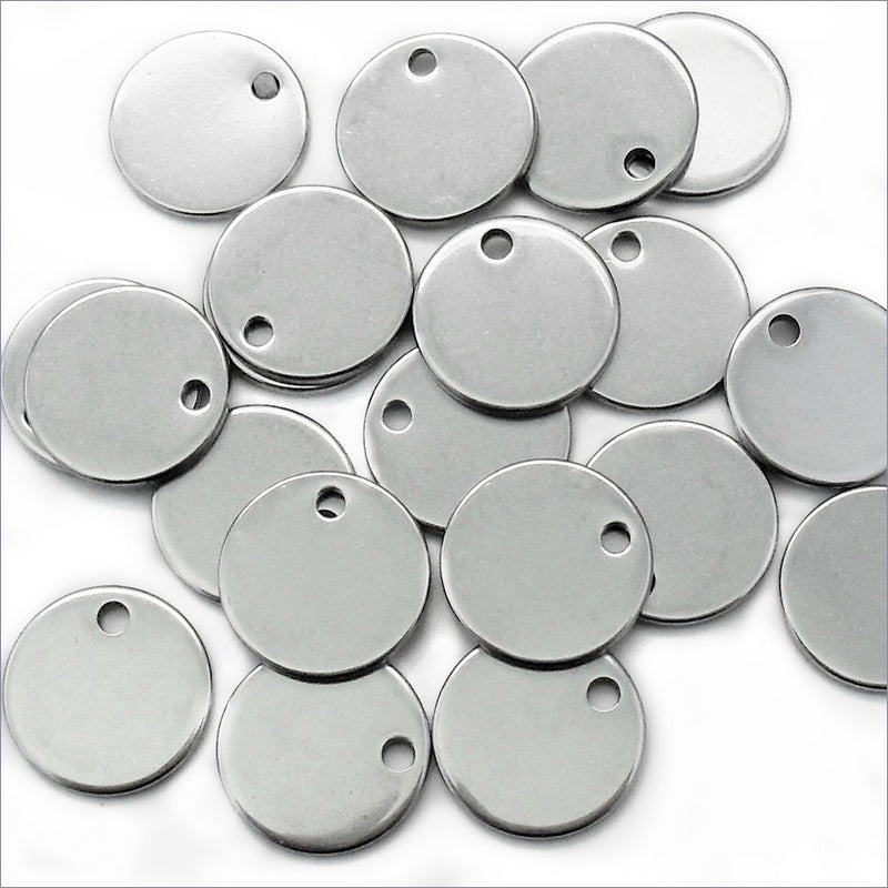 25 Round 12mm Stainless Steel Blank Tags