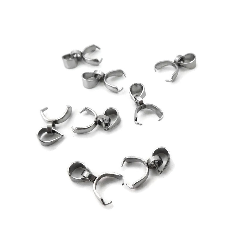20 Stainless Steel Pendant Pinch Bails 8-13mm x 2mm