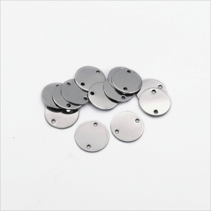 25 Stainless Steel 14mm Round Stamping Blank Disc Connectors