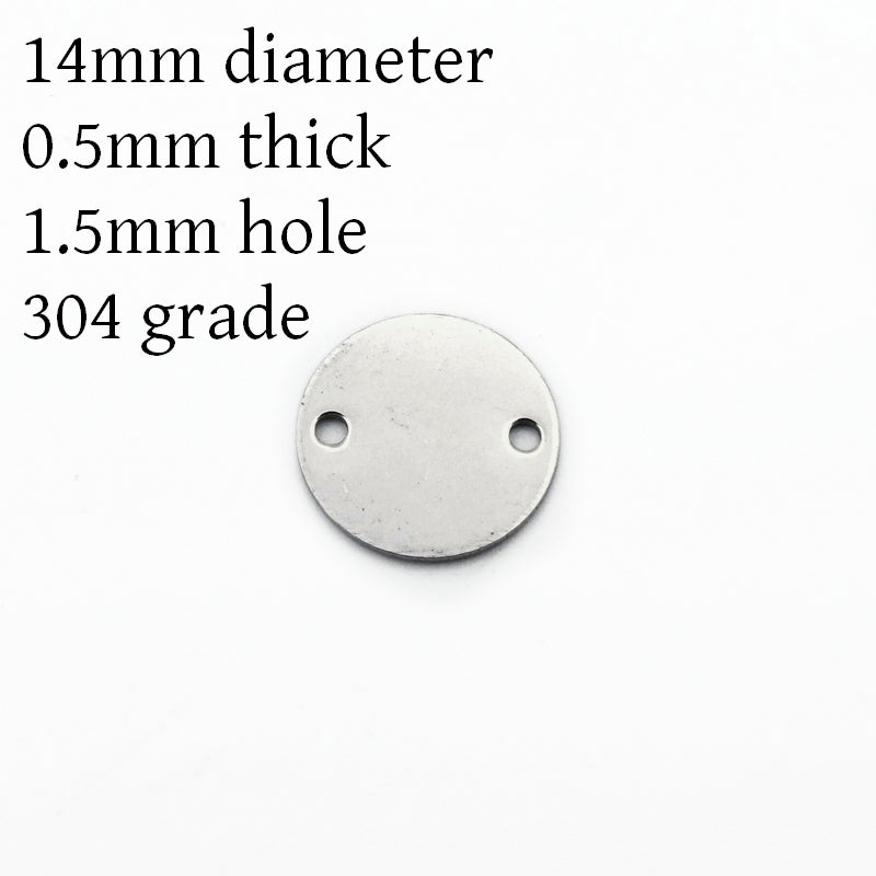25 Stainless Steel 14mm Round Stamping Blank Disc Connectors