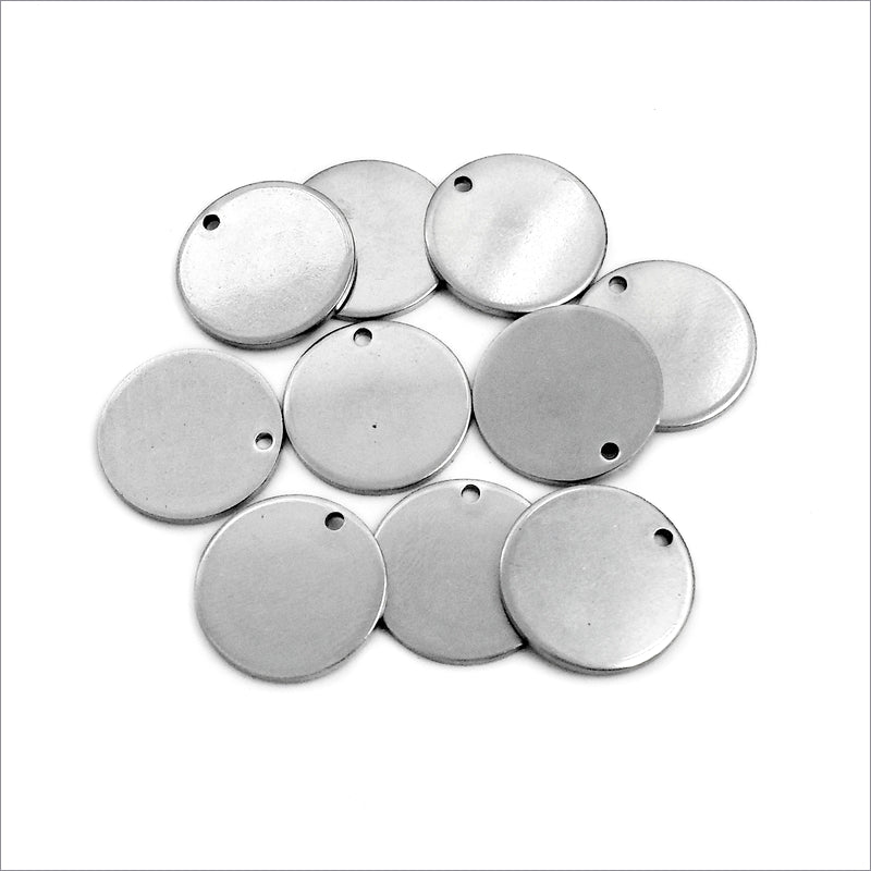15 Stainless Steel 15mm Round Blank Stamping Tags