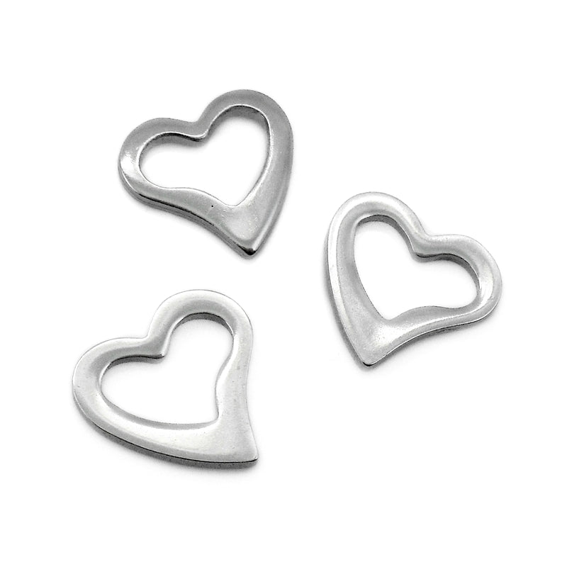 10 Stainless Steel 15mm Flat Heart Washer Charms