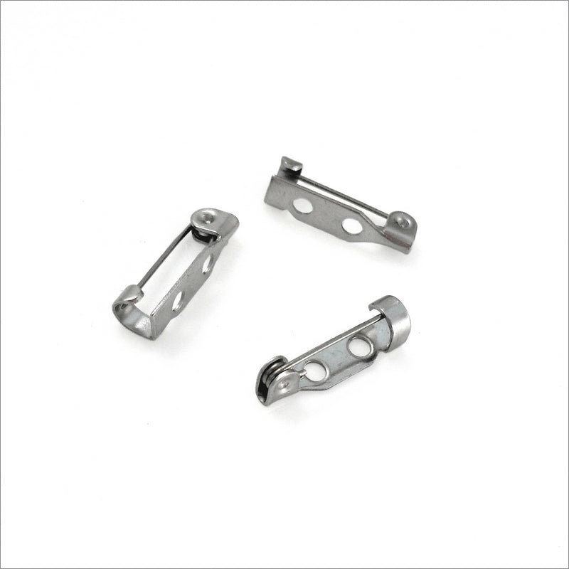 20 Stainless Steel 17mm Brooch Pin Backings