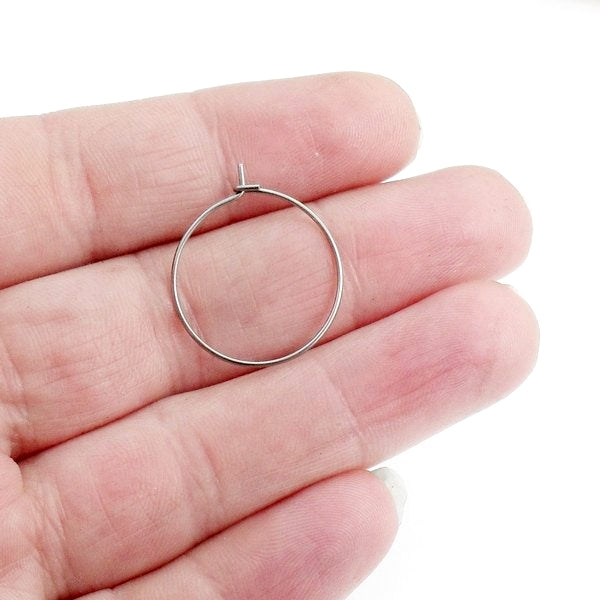 50 Stainless Steel 20mm Round Hoops