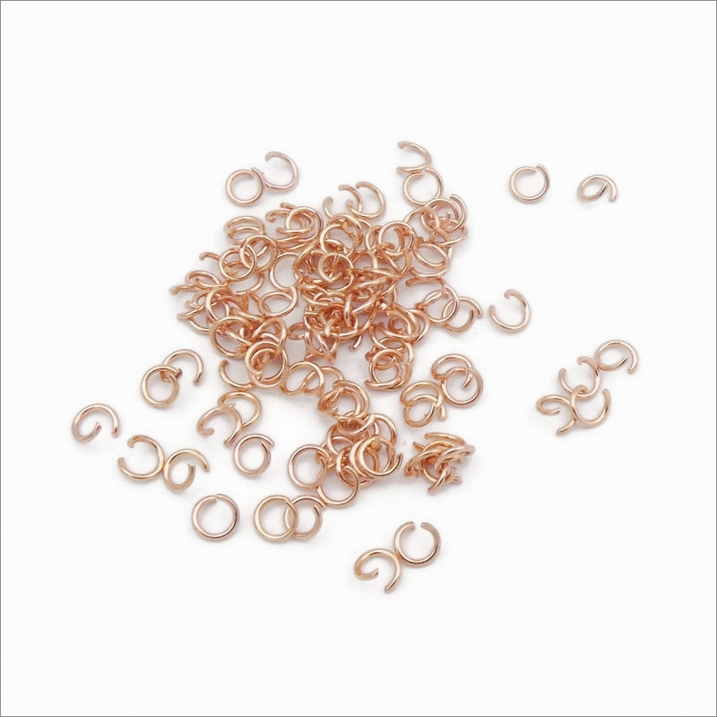 250 Tiny Rose Gold Tone Stainless Steel 3mm x 0.5mm Open Jump Rings
