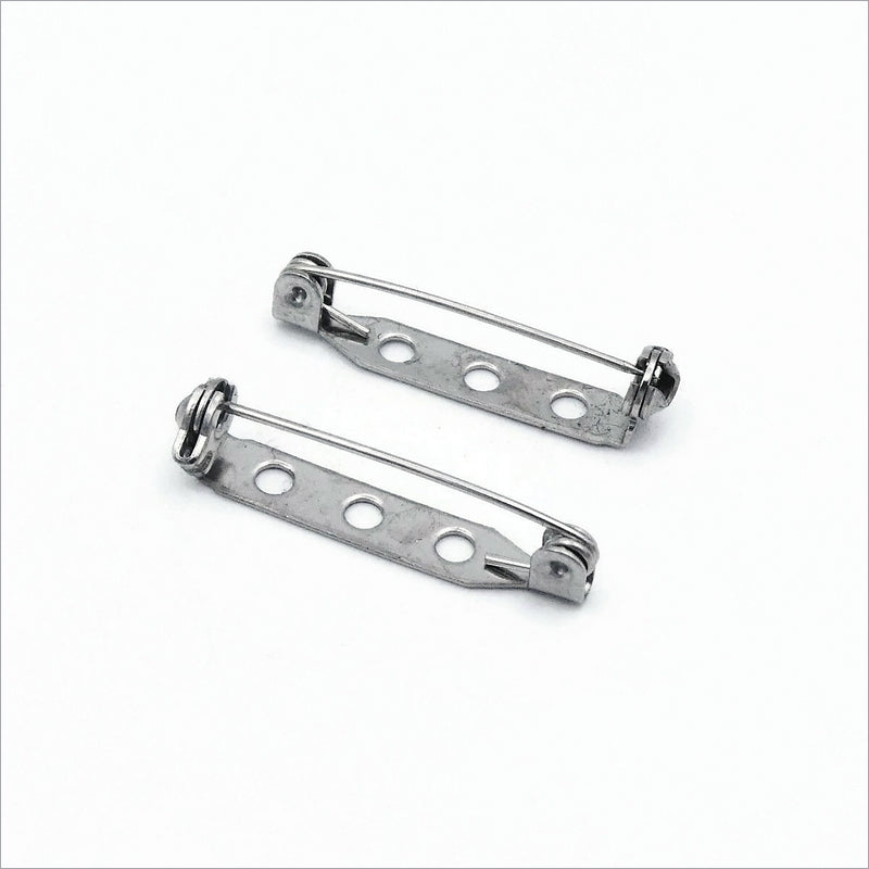 20 Stainless Steel 25mm Brooch Backings with Pin Lock