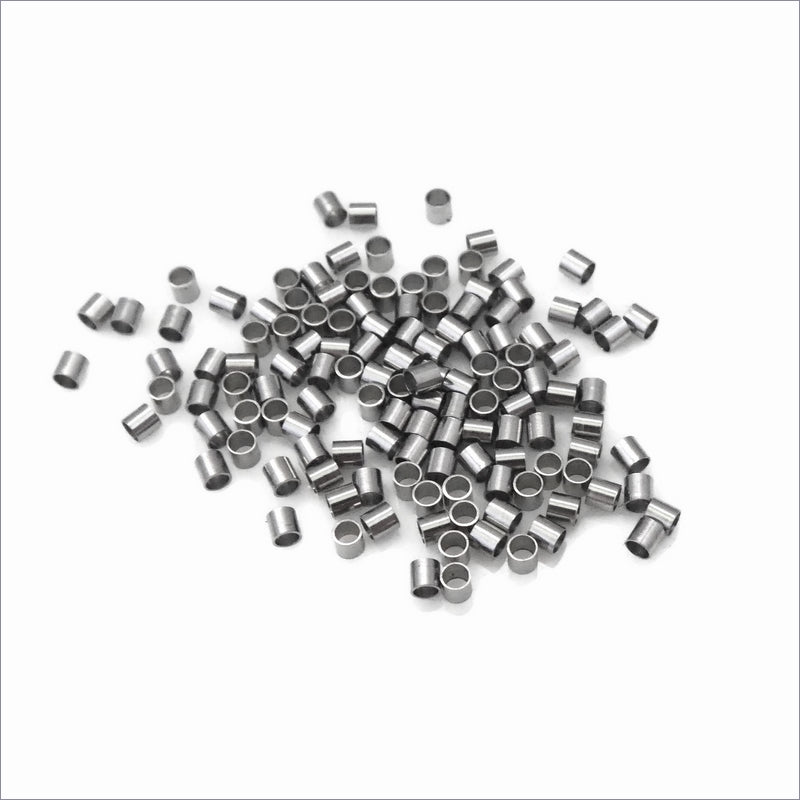 100 Stainless Steel 2mm x 2mm Tube Crimp Beads
