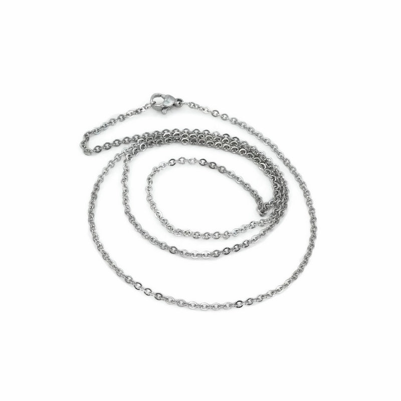 5 Stainless Steel Fine 2mm Cable Chain Necklaces with Lobster Clasp